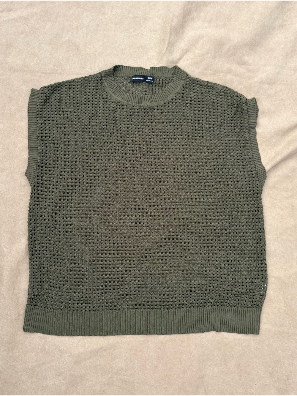 Manfinity Mens Olive Green Knit Sleeveless Top - Medium
